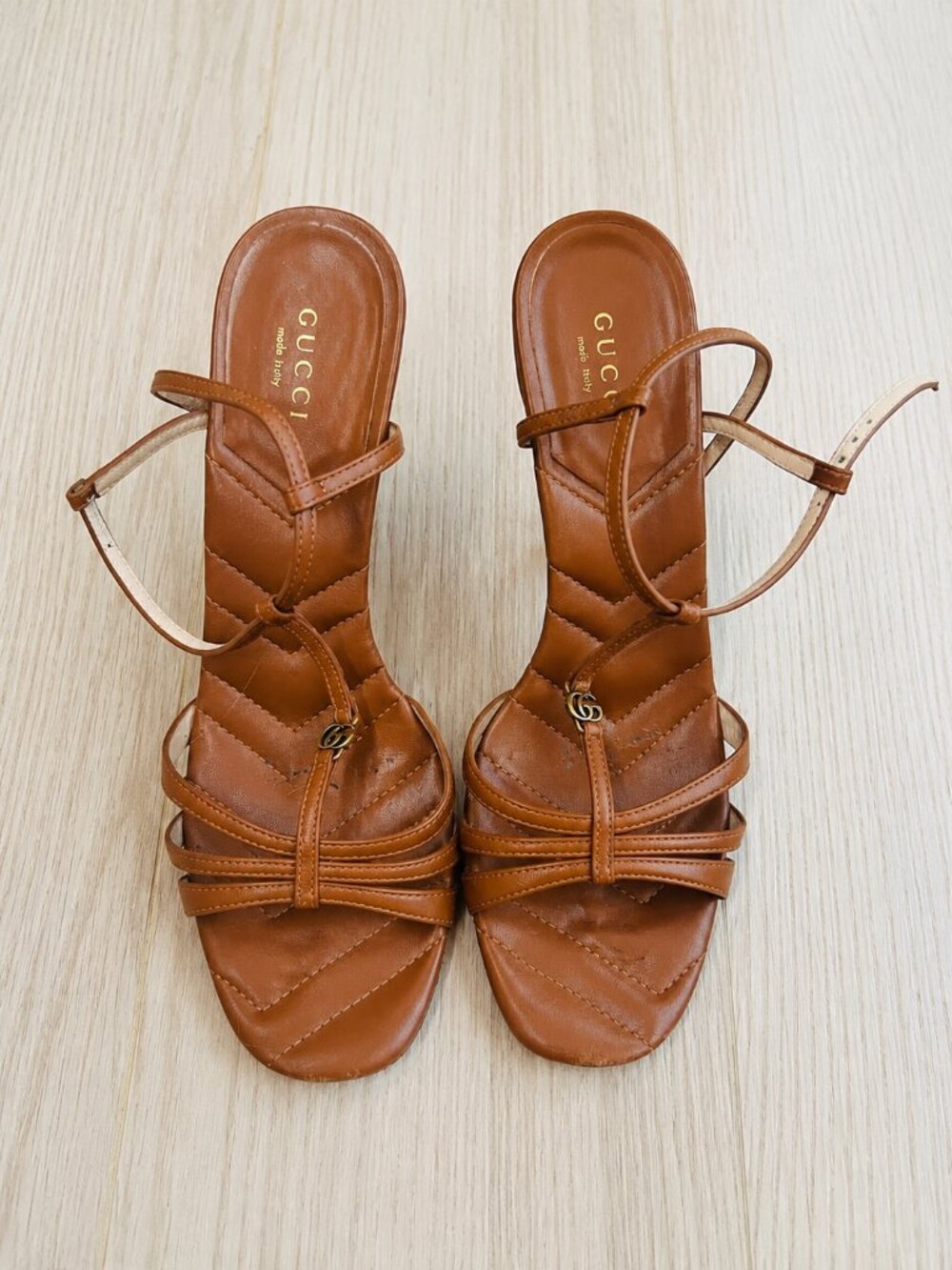 Gucci Brown Leather Strappy Sandals – Size 37.5